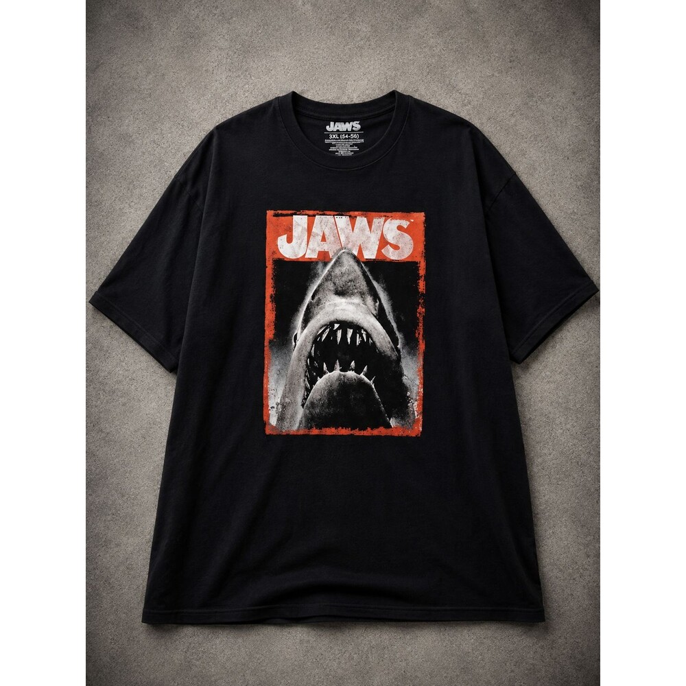 JAWS T Shirt Mens 3XL Universal Studios Shark Movie Horror Graphic Black Tee